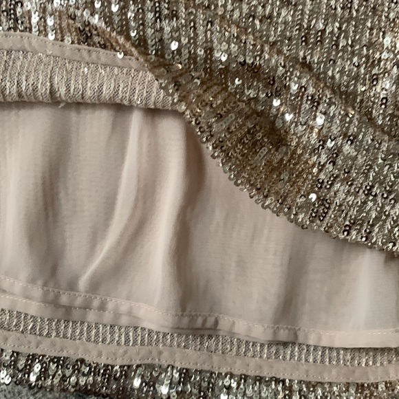 Ann Taylor gold sequin raglan‎ sleeve top  short sleeves large NWT XL holiday - Picture 13 of 14